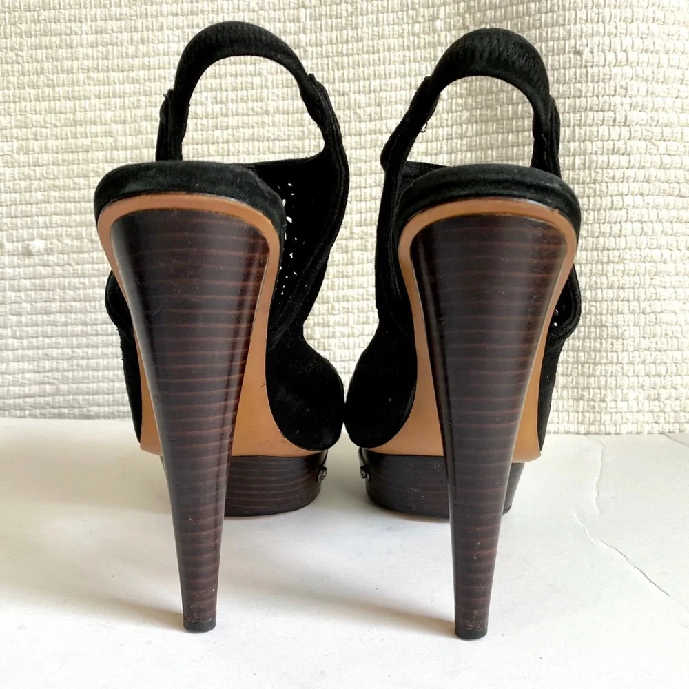 Elizabeth & James Suede Booties 8.5 Perforated Leather Platform Shoes Clogs